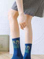 Vintage Jacquard Detail Crew Socks