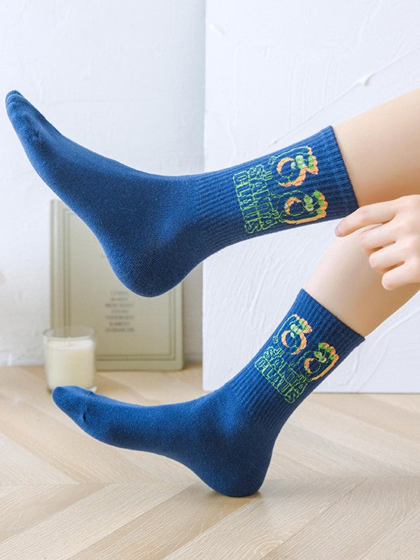 Vintage Jacquard Detail Crew Socks