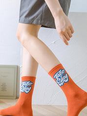 Vintage Jacquard Detail Crew Socks