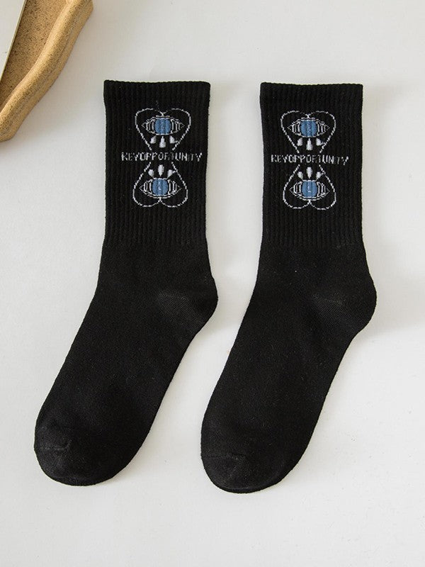 Vintage Jacquard Detail Crew Socks
