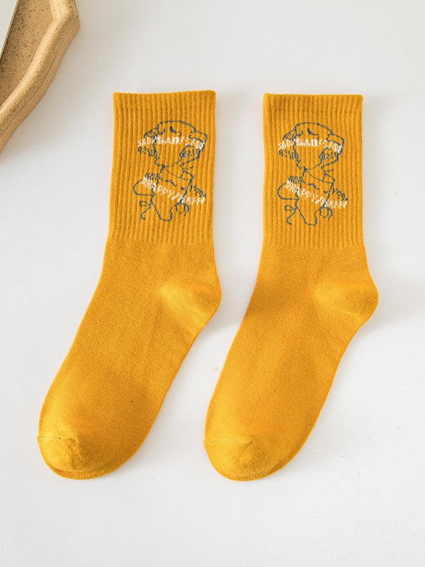 Vintage Jacquard Detail Crew Socks