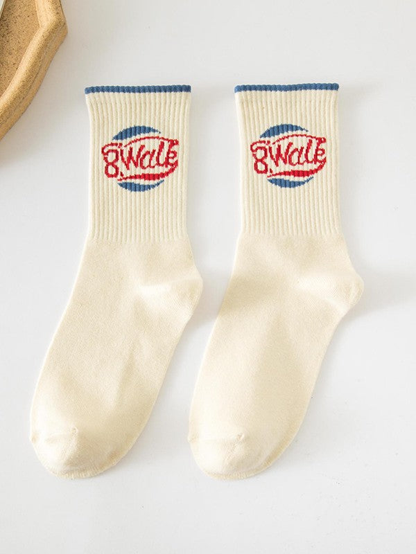 Vintage Jacquard Detail Crew Socks
