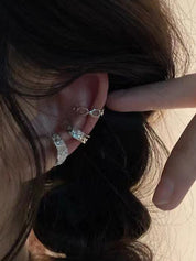 3pcs Concave Silver Ear Cuff Set