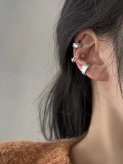 3pcs Concave Silver Ear Cuff Set