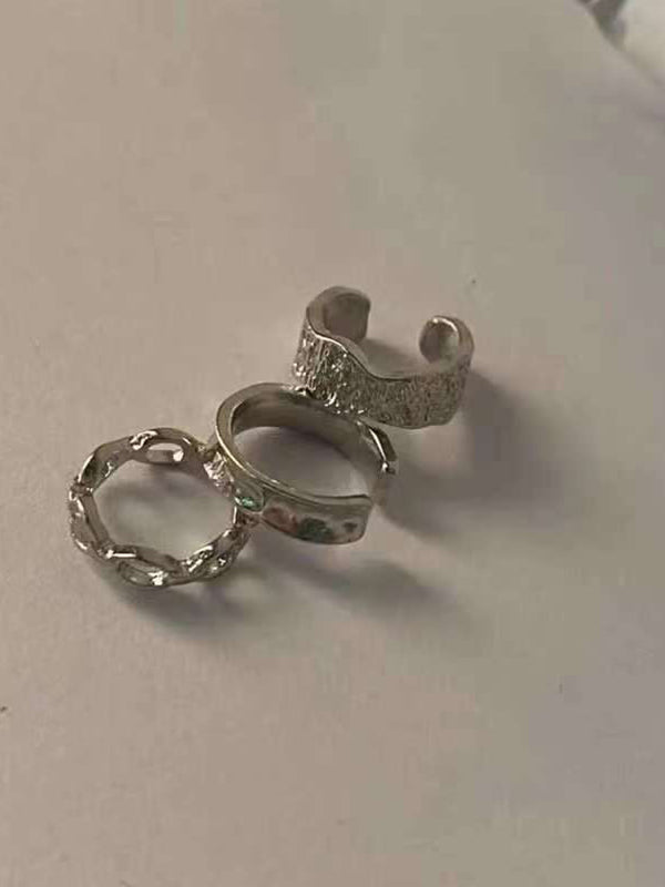 3pcs Concave Silver Ear Cuff Set