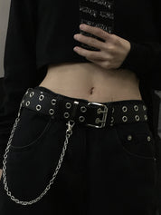 Punk Double Eyelet Chain Buckle Belt