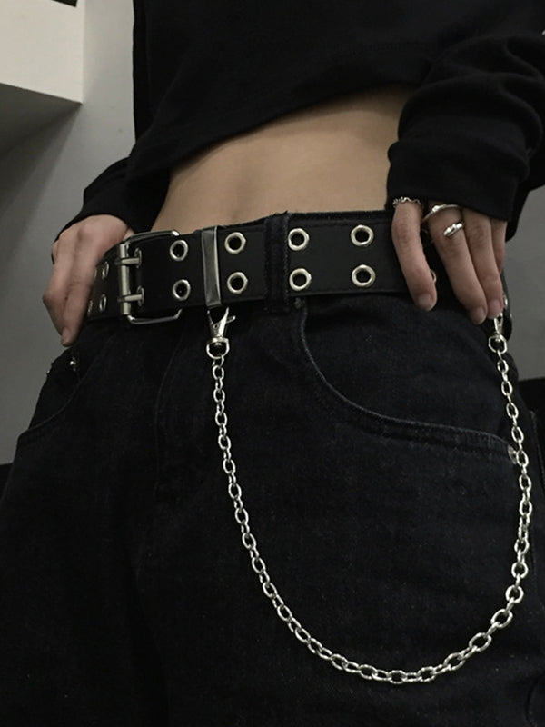 Punk Double Eyelet Chain Buckle Belt