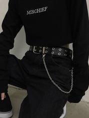 Punk Double Eyelet Chain Buckle Belt
