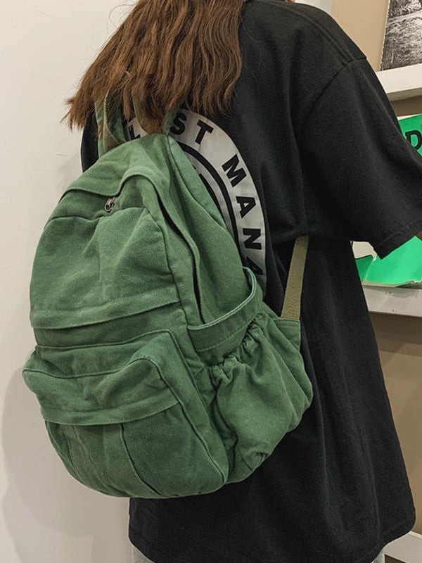 Vintage Wash Canvas School Backpack