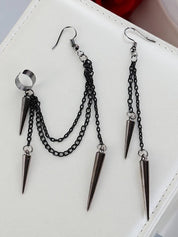 Punk Tassel Chain Rivet Pendant Earrings