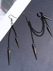 Punk Tassel Chain Rivet Pendant Earrings