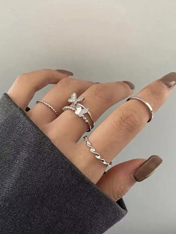 4pcs Twist Butterfly Ring Set