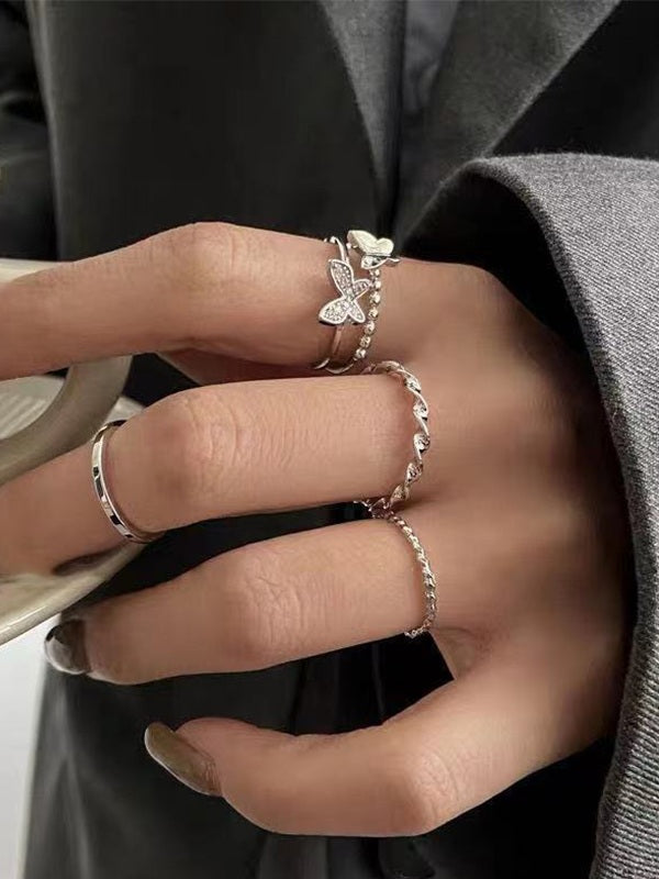 4pcs Twist Butterfly Ring Set