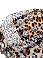 Double Rhinestone Pu Leather Belt