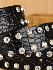 Double Rhinestone Pu Leather Belt