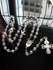 Pigeon Cross Pendant Long Beads Necklace