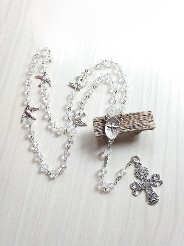Pigeon Cross Pendant Long Beads Necklace