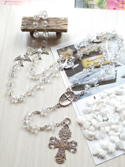 Pigeon Cross Pendant Long Beads Necklace