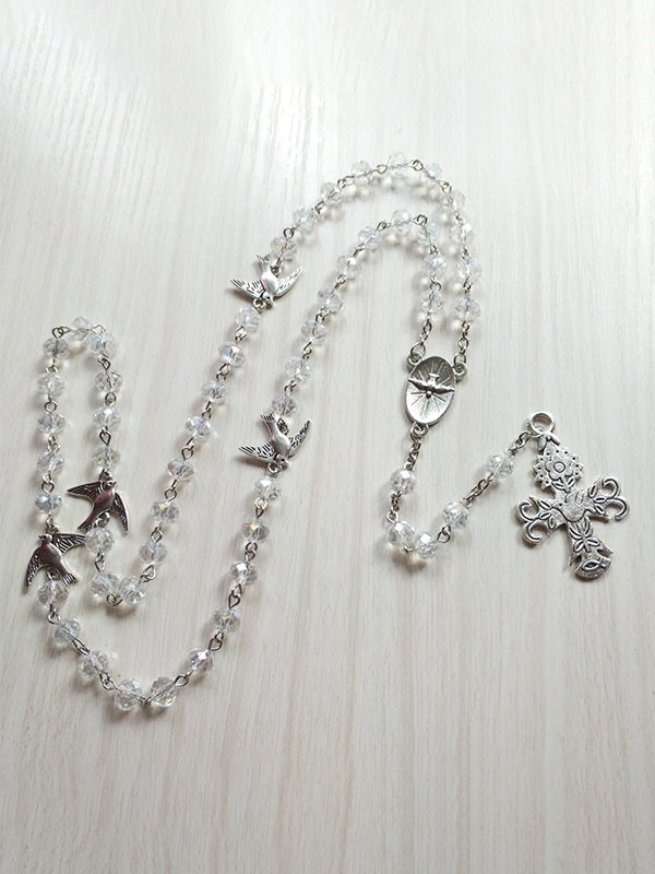 Pigeon Cross Pendant Long Beads Necklace