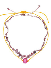 2pcs Vintage Stone Pendant Necklace