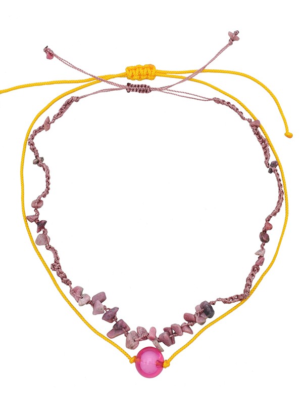 2pcs Vintage Stone Pendant Necklace