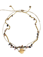 2pcs Vintage Stone Pendant Necklace