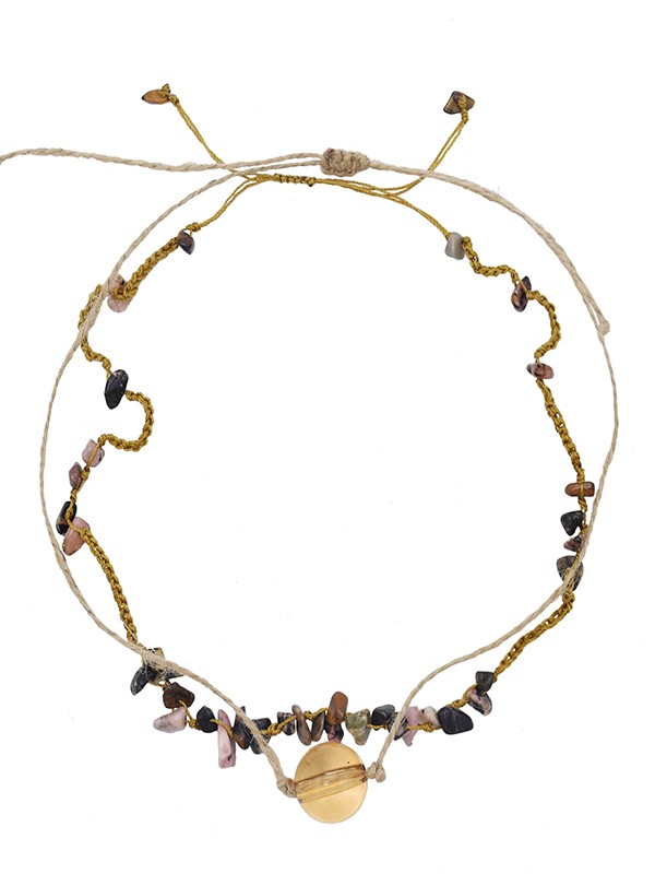2pcs Vintage Stone Pendant Necklace