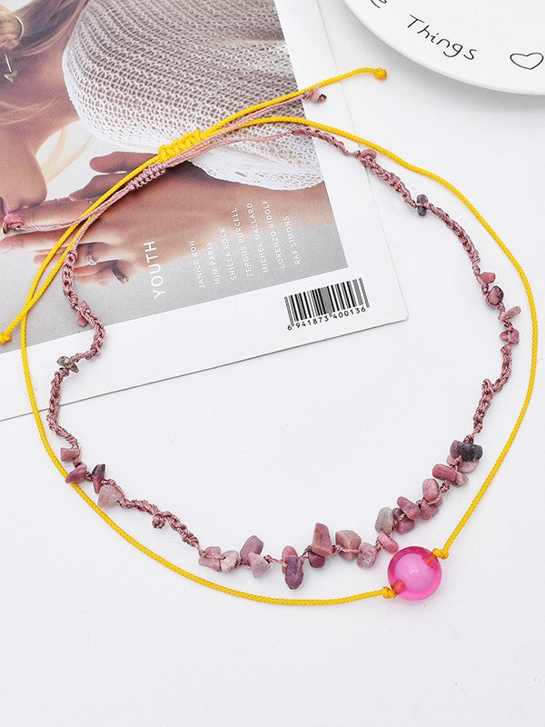 2pcs Vintage Stone Pendant Necklace