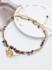 2pcs Vintage Stone Pendant Necklace