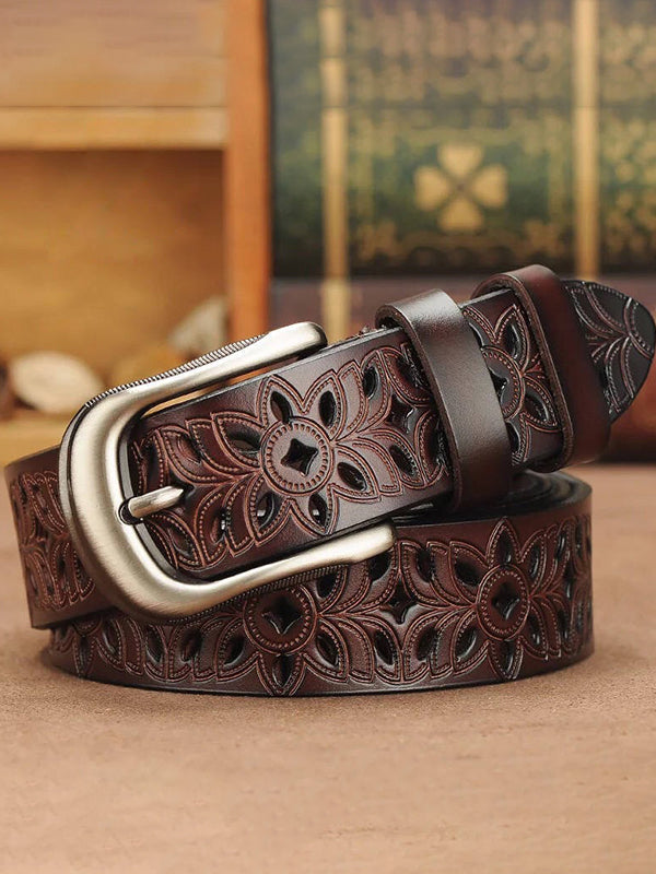 Hollow Out Pu Leather Buckle Belt