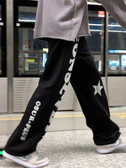 Men's Letter Star Graphic Loose Sweatpants