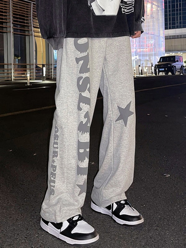 Men's Letter Star Graphic Loose Sweatpants