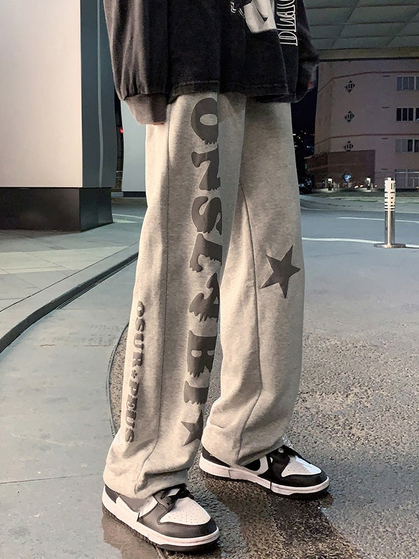 Men's Letter Star Graphic Loose Sweatpants