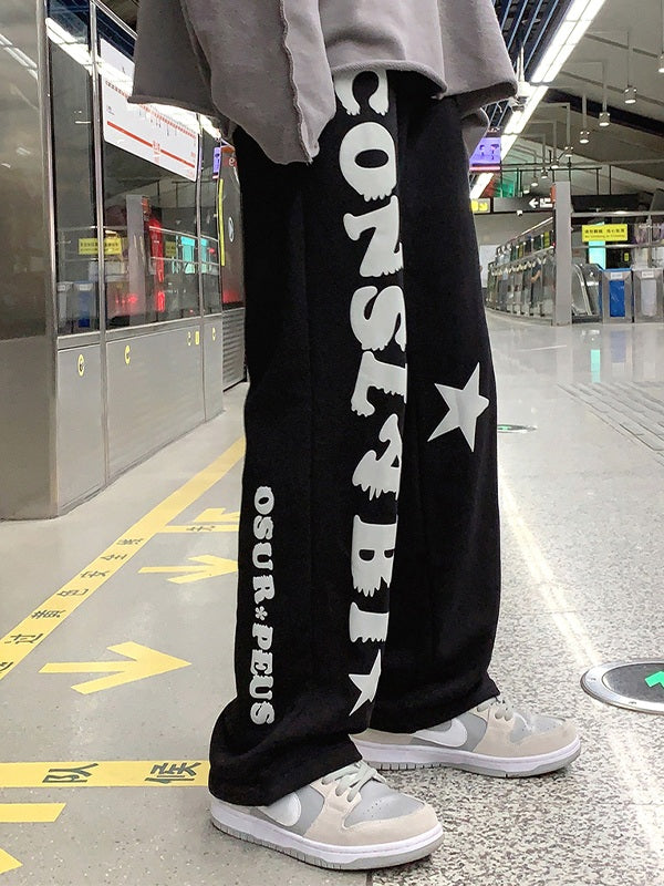 Men's Letter Star Graphic Loose Sweatpants