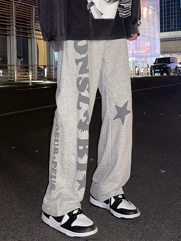 Men's Letter Star Graphic Loose Sweatpants