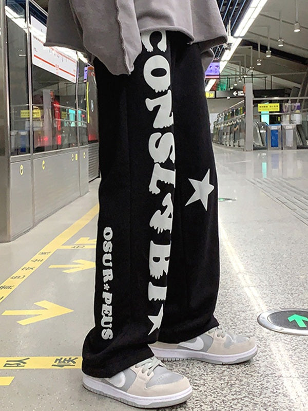 Men's Letter Star Graphic Loose Sweatpants