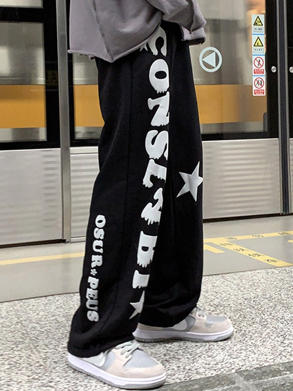 Men's Letter Star Graphic Loose Sweatpants