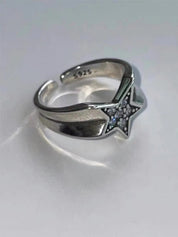 Vintage Rhinestone Star Cuff Ring