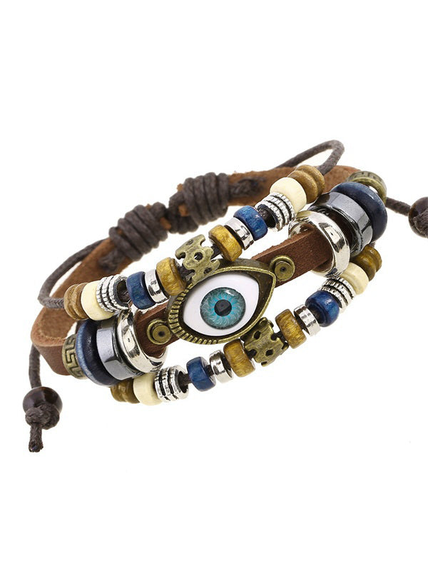 Vintage Boho Eye Pattern Beads Multi Layered Bracelet