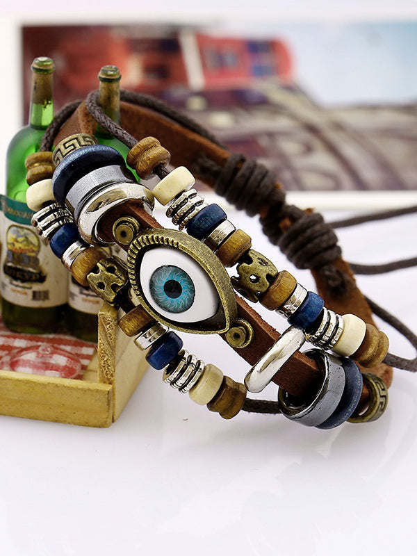 Vintage Boho Eye Pattern Beads Multi Layered Bracelet