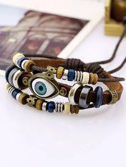 Vintage Boho Eye Pattern Beads Multi Layered Bracelet