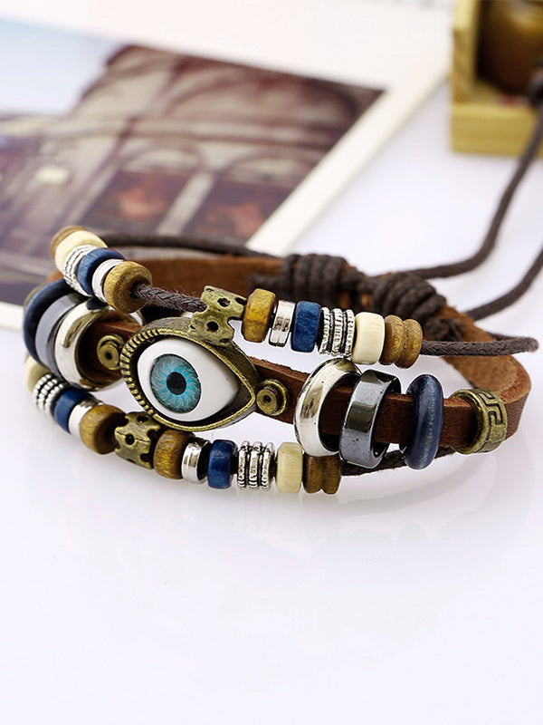 Vintage Boho Eye Pattern Beads Multi Layered Bracelet