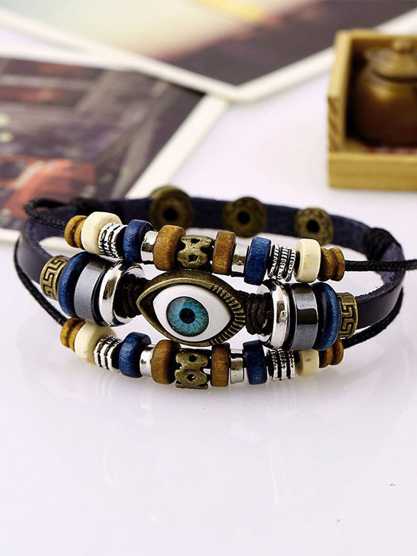 Vintage Boho Eye Pattern Beads Multi Layered Bracelet