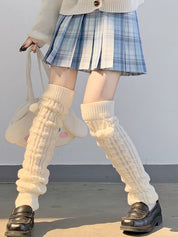 Pompom Decor Cable Knit Leg Warmer