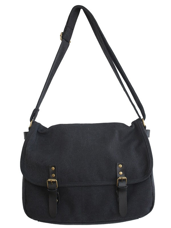 Buckle Strap Large Canvas Messenger Bag