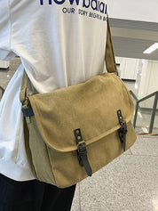 Buckle Strap Large Canvas Messenger Bag