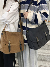 Buckle Strap Large Canvas Messenger Bag
