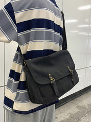 Buckle Strap Large Canvas Messenger Bag