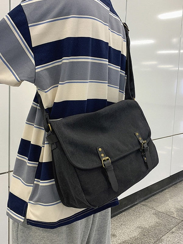 Buckle Strap Large Canvas Messenger Bag
