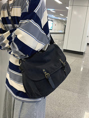 Buckle Strap Large Canvas Messenger Bag